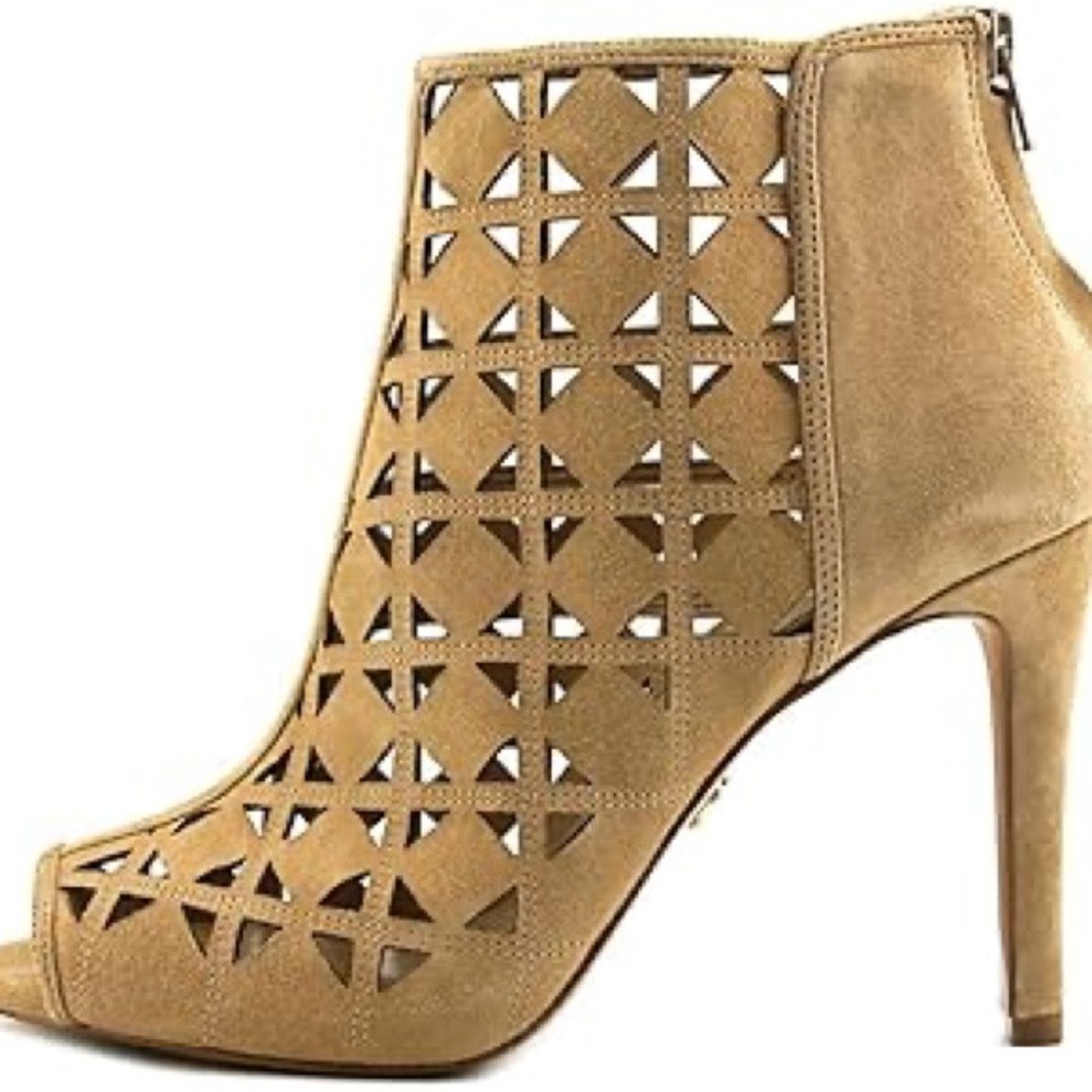 Michael Kors Tan Peep-Toe Heeled Booties